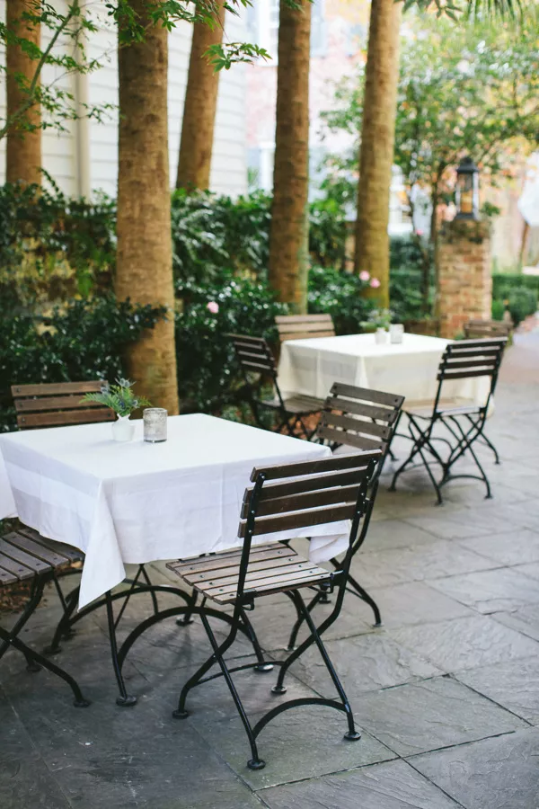 Zero George courtyard with chairs and tables